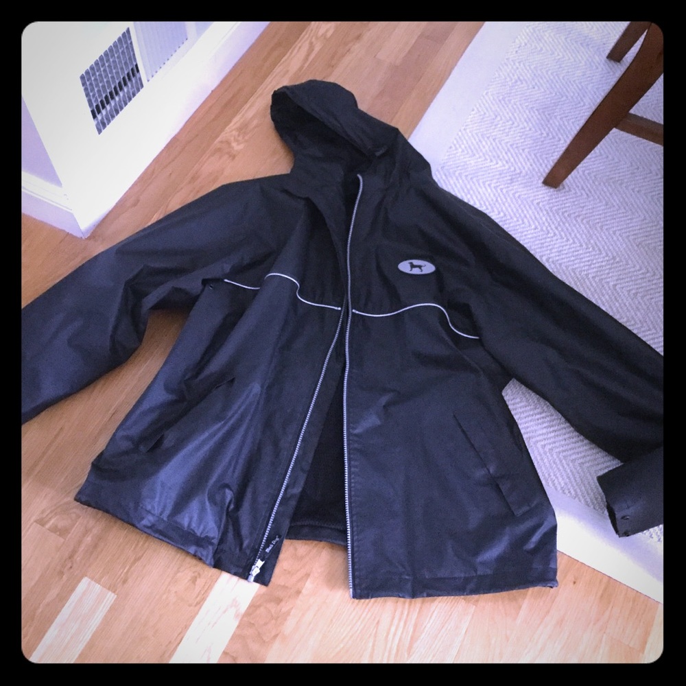 Men’s Black Dog raincoat.